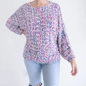 Vintage Gloria Vanderbilt Purple & Pink Knit Scoop Neck  Sweater M